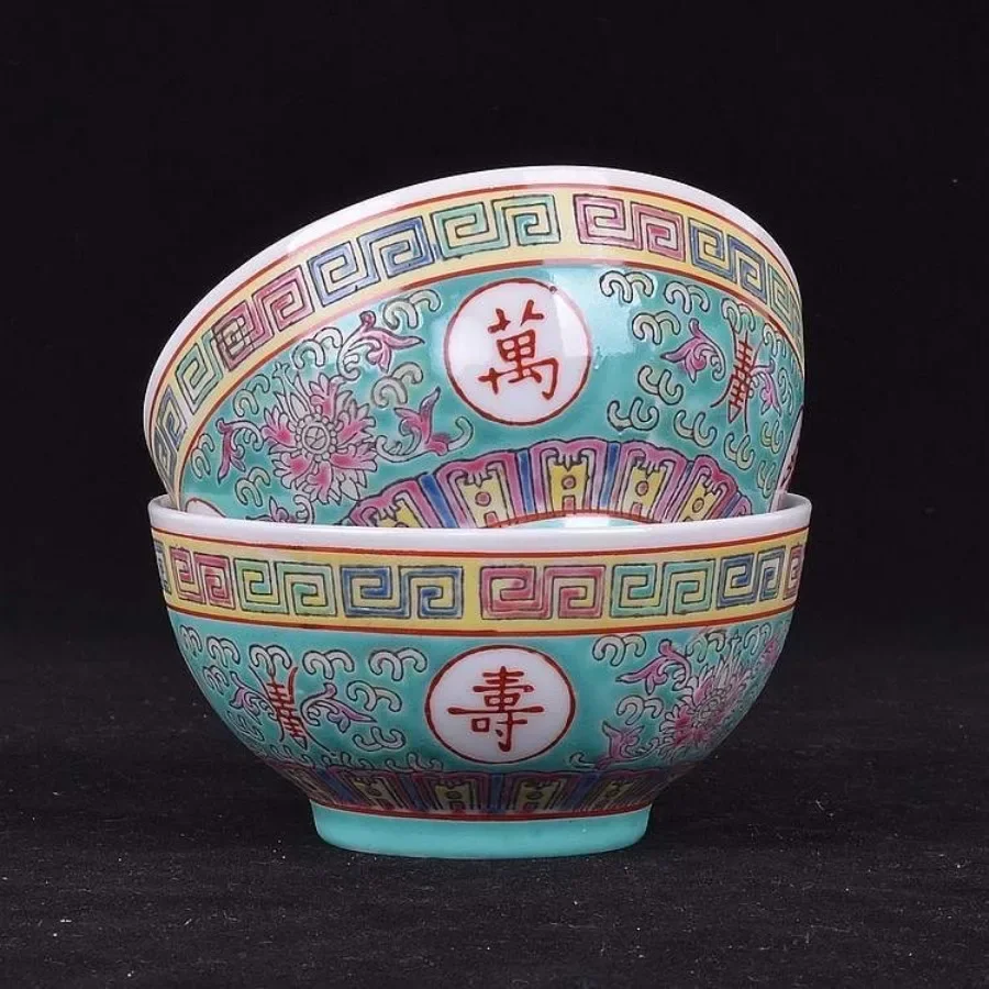 Chinese Vintage Ceramic Bowl  Paint Relief Rice Bowls Porcelain Tableware Underglaze Luminous Soup Noodle Bowls