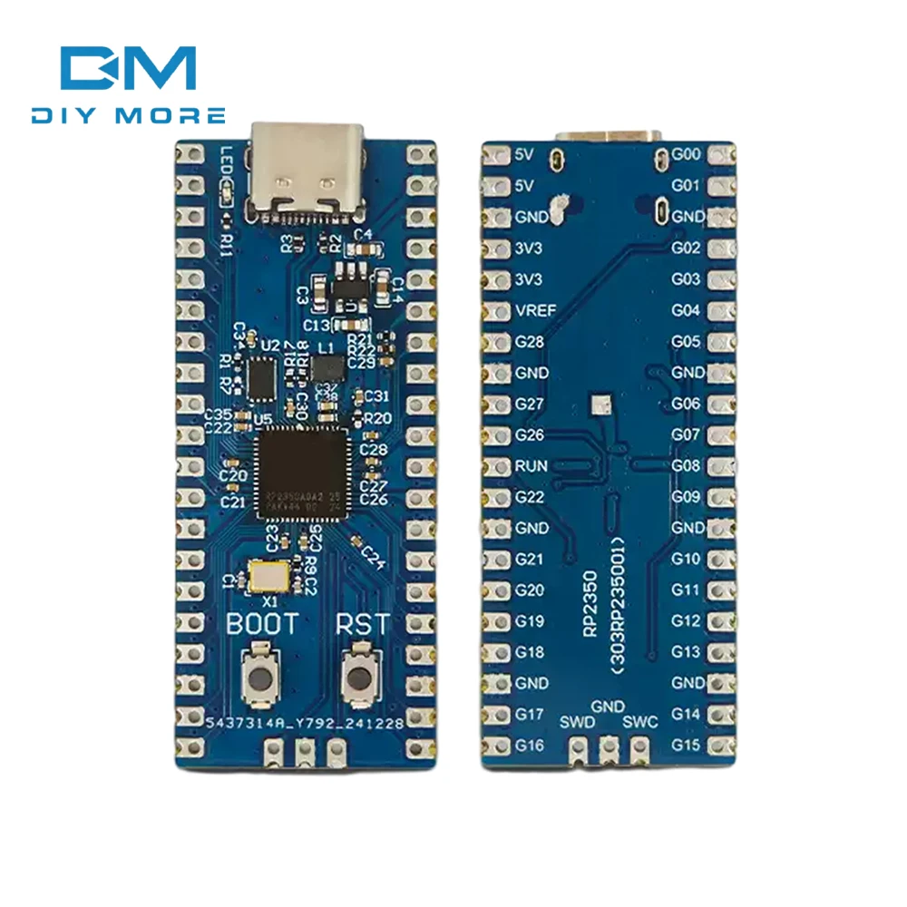 RP2350A Microcontroller Development Board W25Q16 Flash Type C Power Supply Drag And Drop Firmware Burn For Embedded Diy Project