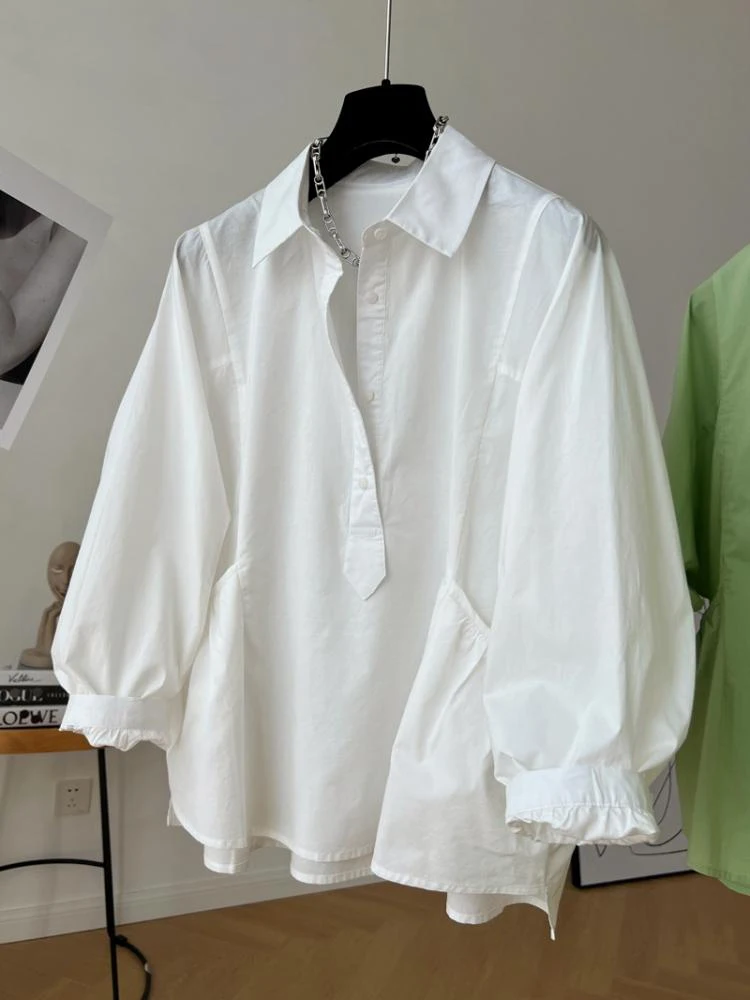 Camicia ampia a maniche lunghe da donna 2025 Primavera Nuovo Harjauku Vintage Streetwear Camicetta oversize Top eleganti