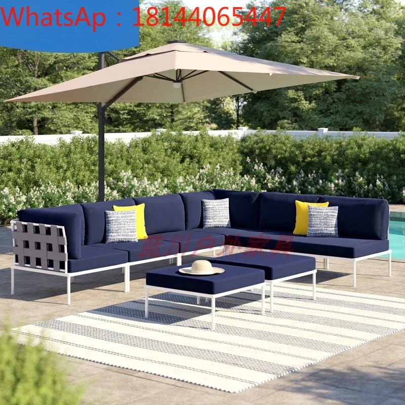 Custom outdoor terrace leisure woven sofa with model room furniture hotel high-end courtyard simple Nordic garden modern