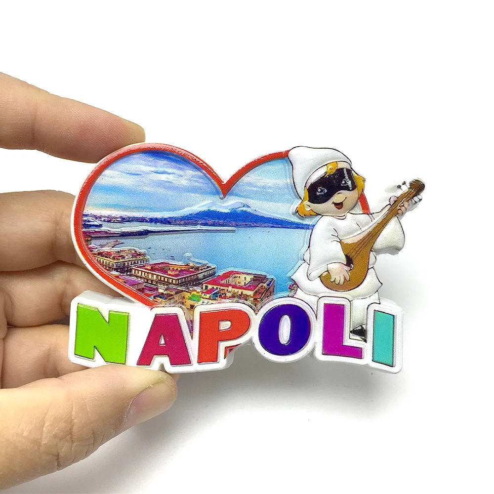 

3D Resin Fridge Magnet Naples Style Naples Landmark Building Music Playing Figurine Decoration