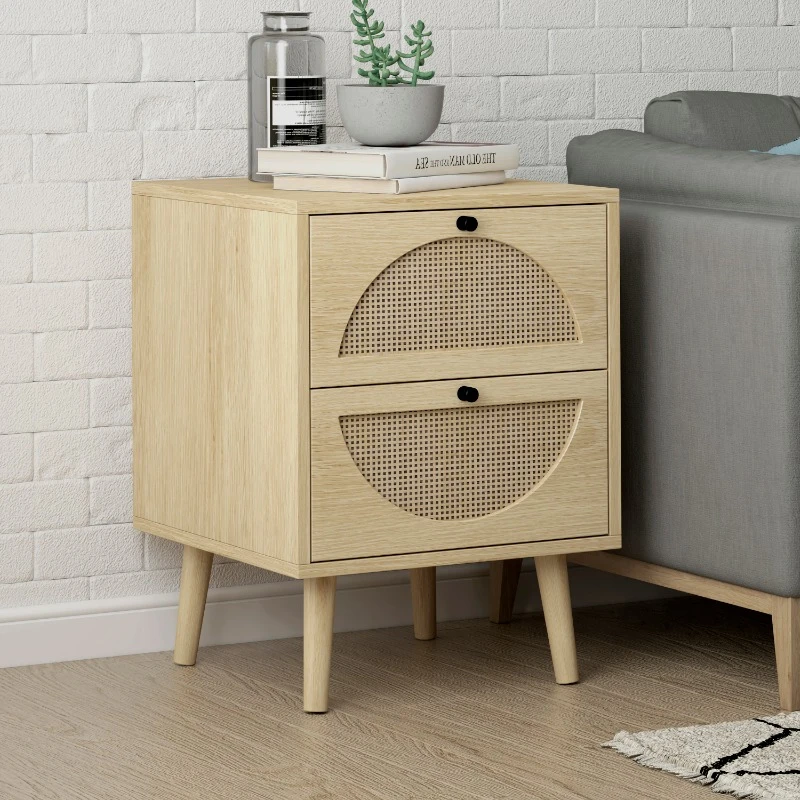 

Modern Bedroom Bedside Table Night Stand Rattan Storage Drawers Night Stand Living Room Cheap Bedside Table Home Furniture