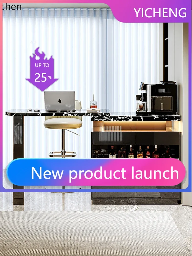 

LYY bar counter integrated living room small apartment partition solid wood rock slab storage cabinet small size