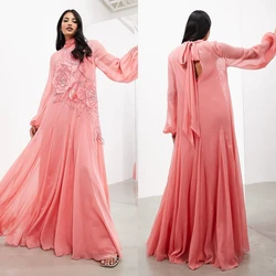 CustomizedJiayigong Prom Modern Style High Collar A-line Flowers Draped Chiffon Bespoke Occasion Dresses