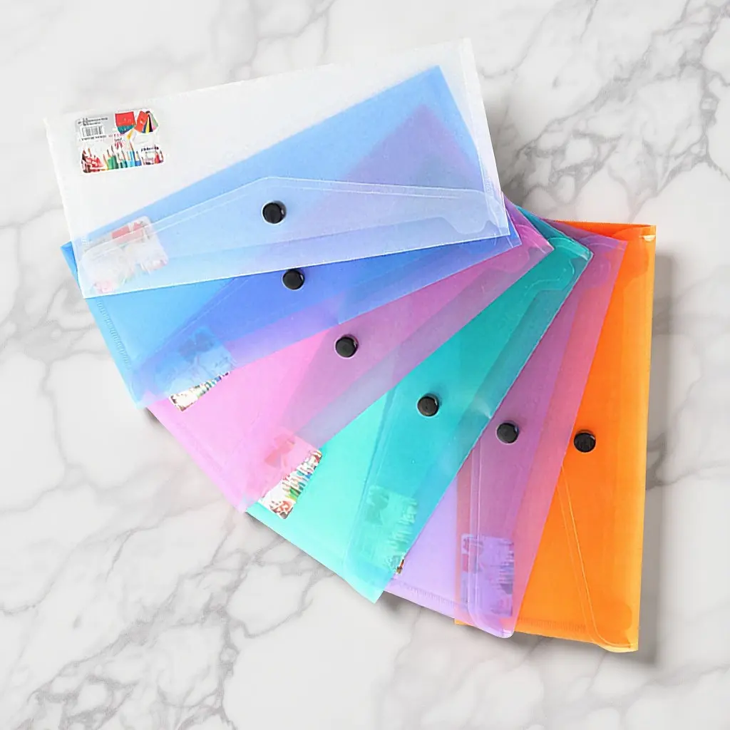 

6Pcs Lightweight Plastic Document Folder Clear Envelope Organizer Snap Fastener Compact for Students Professionals Important