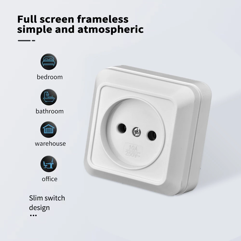 White Power Socket Not Ground Flame Retardant Wall Mounted EU Standard Classic Electrical Outlets Paint Plastic 250V Surface