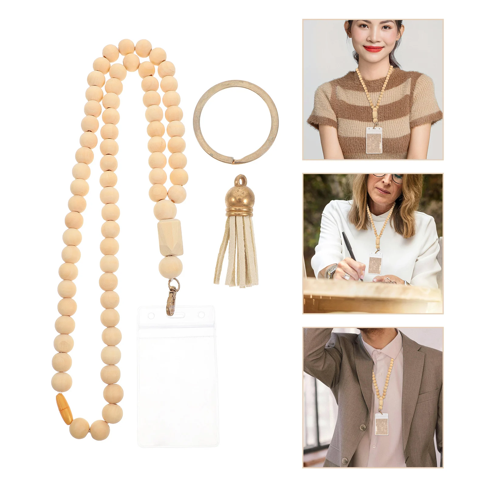 

ID Lanyard Lanyards for Badges Necklace Women Bead Bohemian Holder Cute Teacher Iron Boho Holders Retractable Nurse Beaded