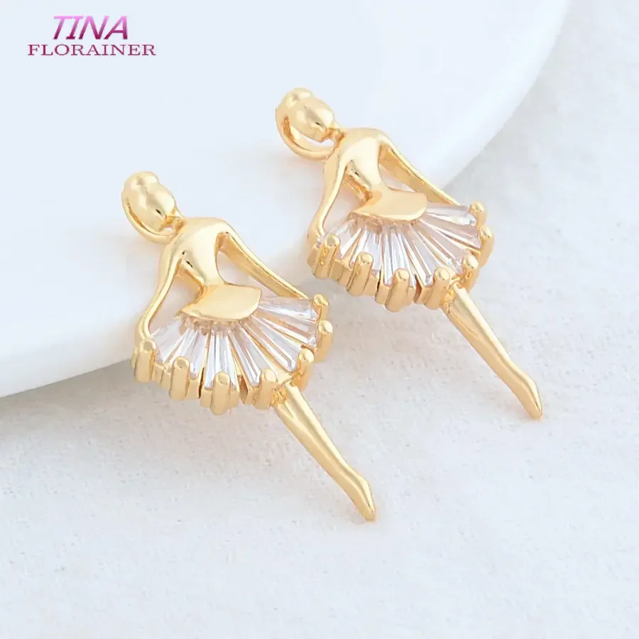 

14.5*28.5MM 14K Gold Color Brass with Zircon Girl Charms Pendants Necklace Bracelet Jewelry Making Supplies Accessories