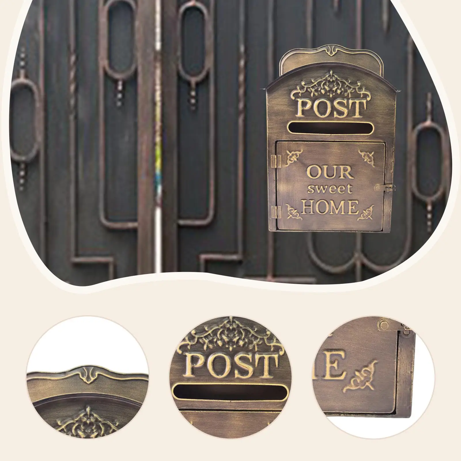 Metal Wall Mount Mailbox Classic Outdoor Waterproof Letter Box Durable Iron Mailbox for Home Garden Decoration