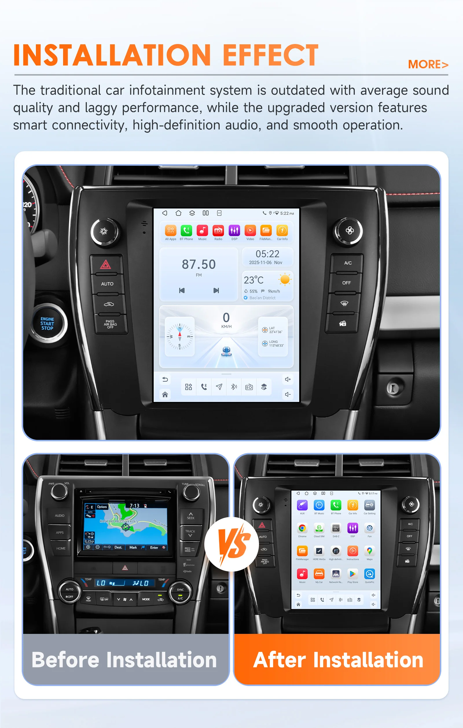 Hizpo Carplay 4G AI-Systeme Android 14 Autoradio für Toyota Camry 2015-2017 Player GPS 2din Autoradio 360-Grad-Kamera Multimedia – Detail 3