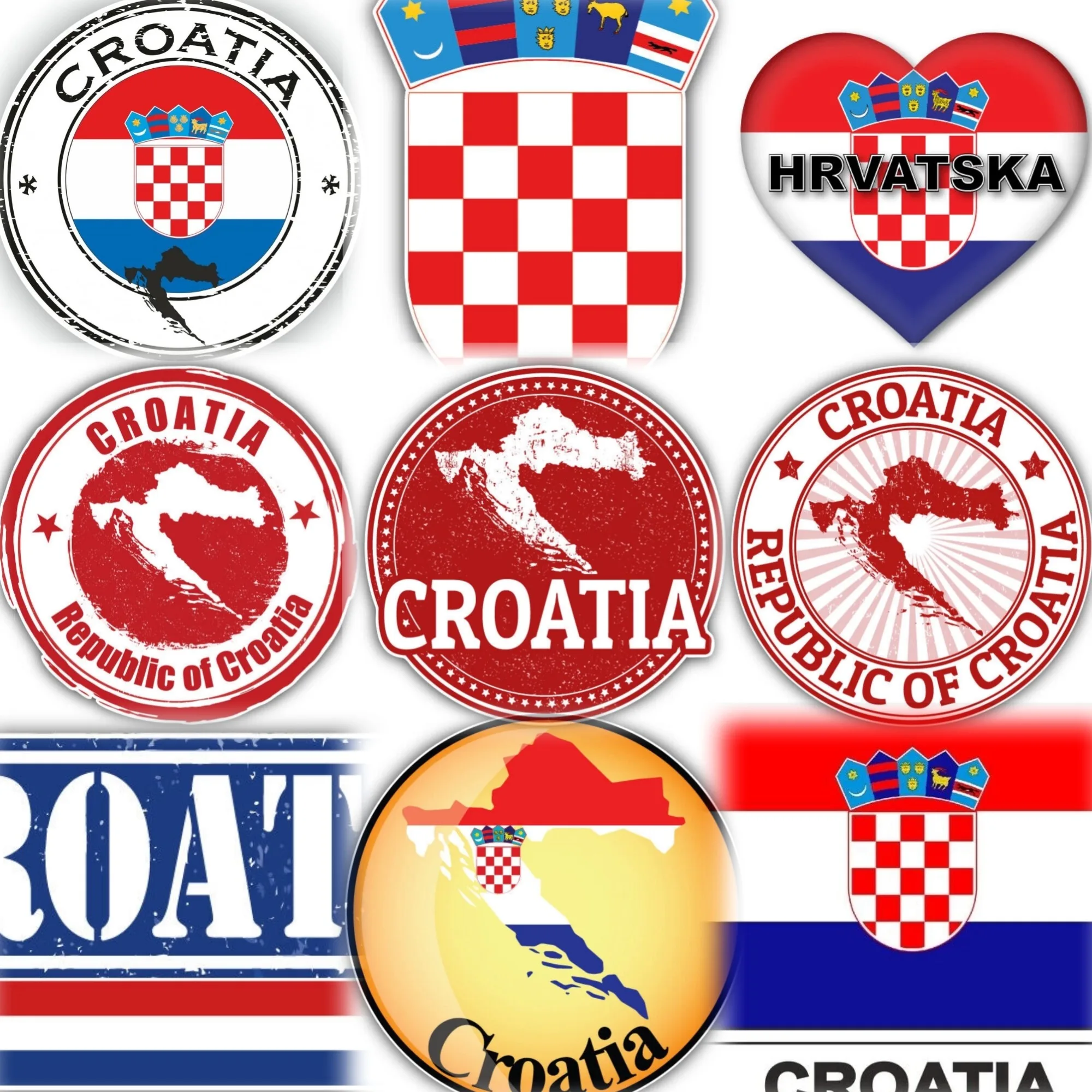 

Croatia HR Flag Map National Emblem Creative PVC Sticker for Decorate Car Van Truck Helmet Window Wall Fridge Decal Accessories