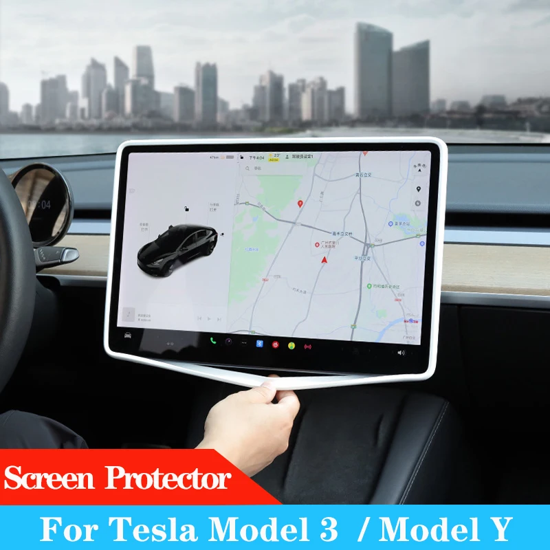 

For Tesla Model 3 Y Car Silicone Screen Frame Display Edge Protector Central Control Protective Cover Anticollision Accessories