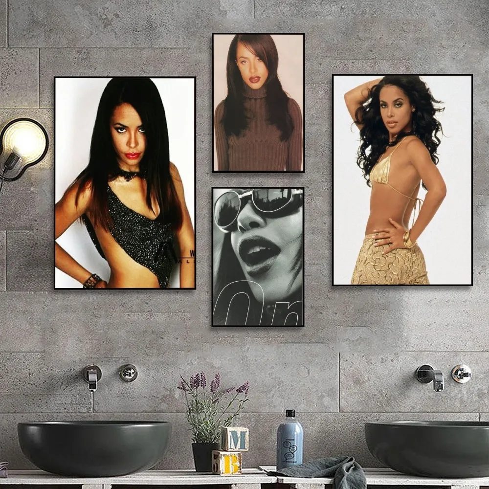 Singer A-Aaliyah Actress Poster No Framed Poster Kraft Club Bar Paper Vintage Poster Wall Art Painting Bedroom Study Stickers