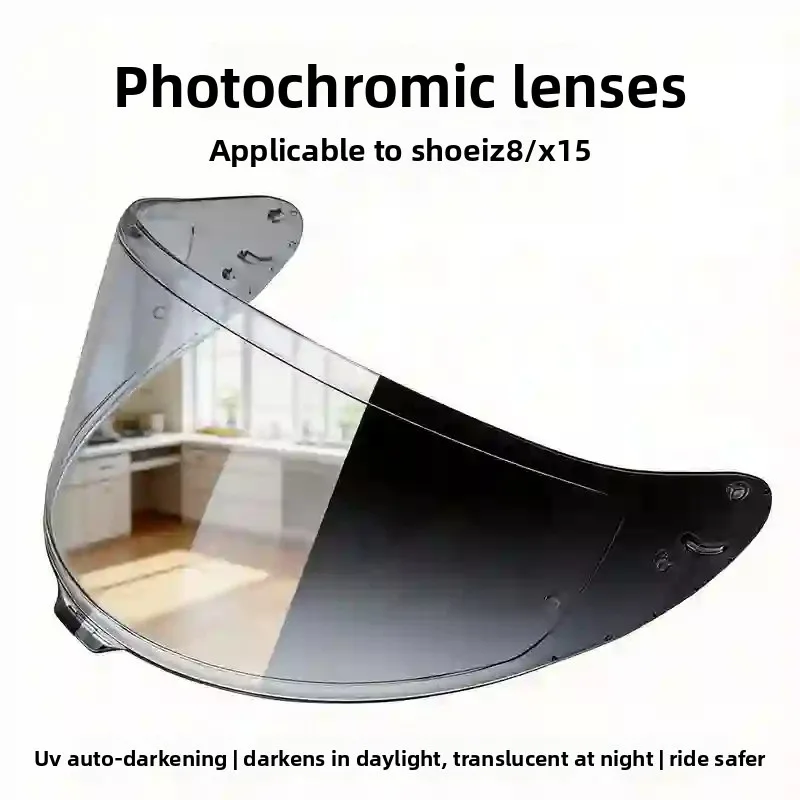 Motorcycle Helmet Photochromic Lenses Suitable for Shoei Z8/X15 Photosensitive Color Changing UV Resistant Lenses