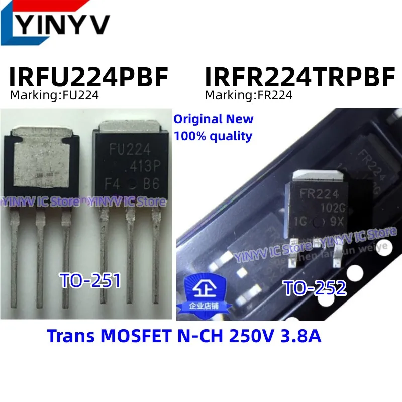 20Pcs IRFR224TRPBF FR224 IRFR224 TO-252 IRFU224PBF FU224 IRFU224 TO-251  Trans MOSFET N-CH 250V 3.8A  Original New 100% quality