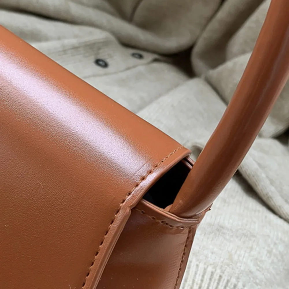 المرأة ريترو حمل حقيبة العصرية خمر تحت الإبط حقيبة المحمولة عادية بولي Leather الجلود بلون مقبض بسيط مصمم حقائب اليد #4