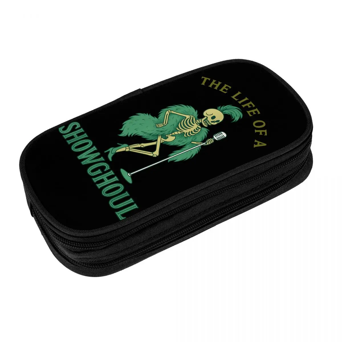 The Life Of A Showghoul Funny Halloween Skeleton Pencil Case School Pencil Cases Double Layer Students Kawaii University Pencil