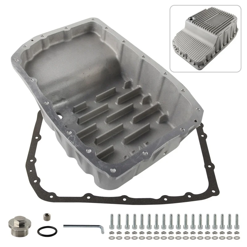 Für GM 1500/Yukon/Avalanche Hochleistungs-Getriebeölwanne 2007-2021 6L80 Sierra Chevrolet Aluminium Silber/Knitter-Schwarz