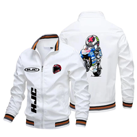 New men's jacket, HJC motorcycle helmet printed jacket, motorcycle racing sportswear, outdoor casual zippered baseball shirt top