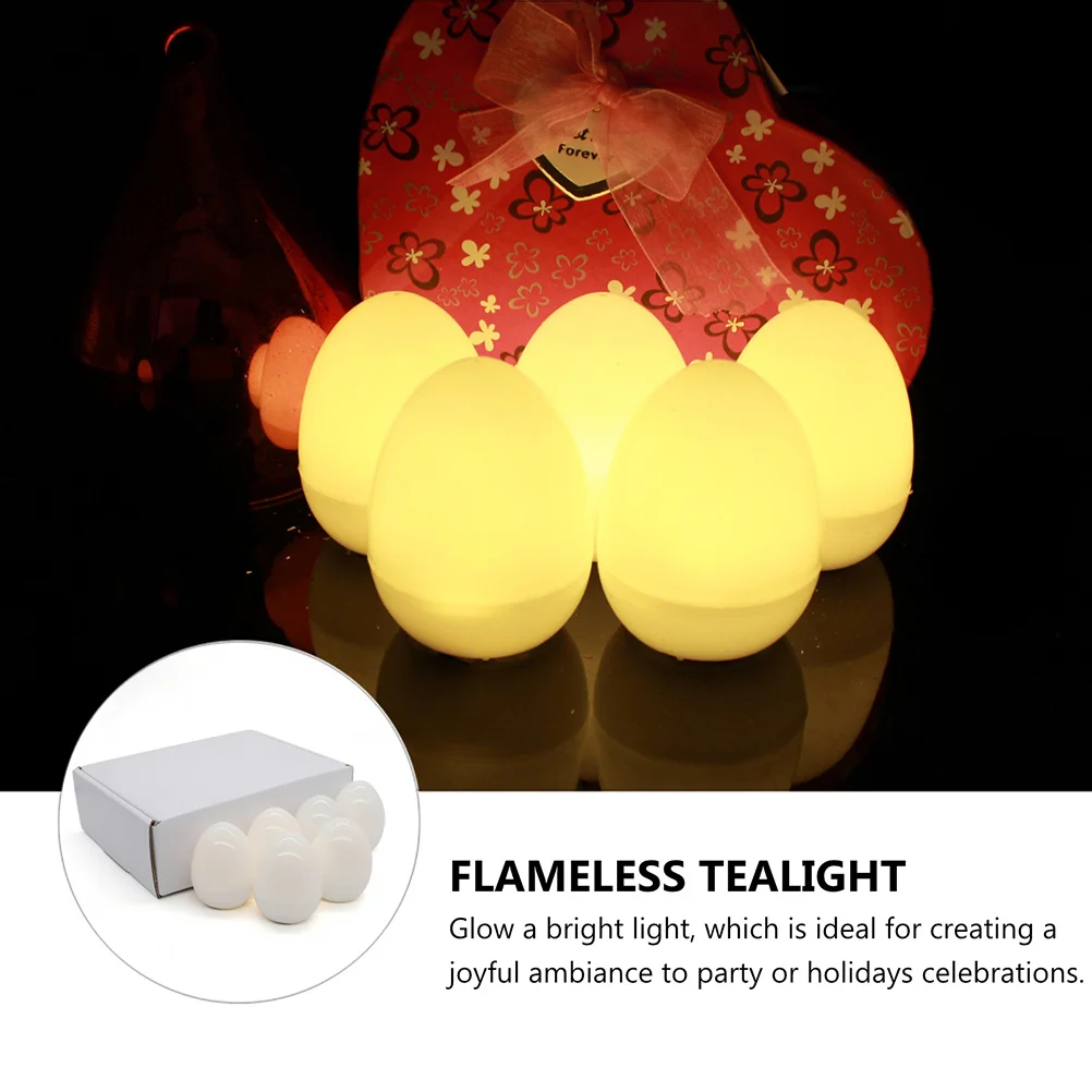 12Pcs Electronic Light Flameless Egg Tealight for Party Wedding Christmas Flicker Tea Light Decoration Bright Glow