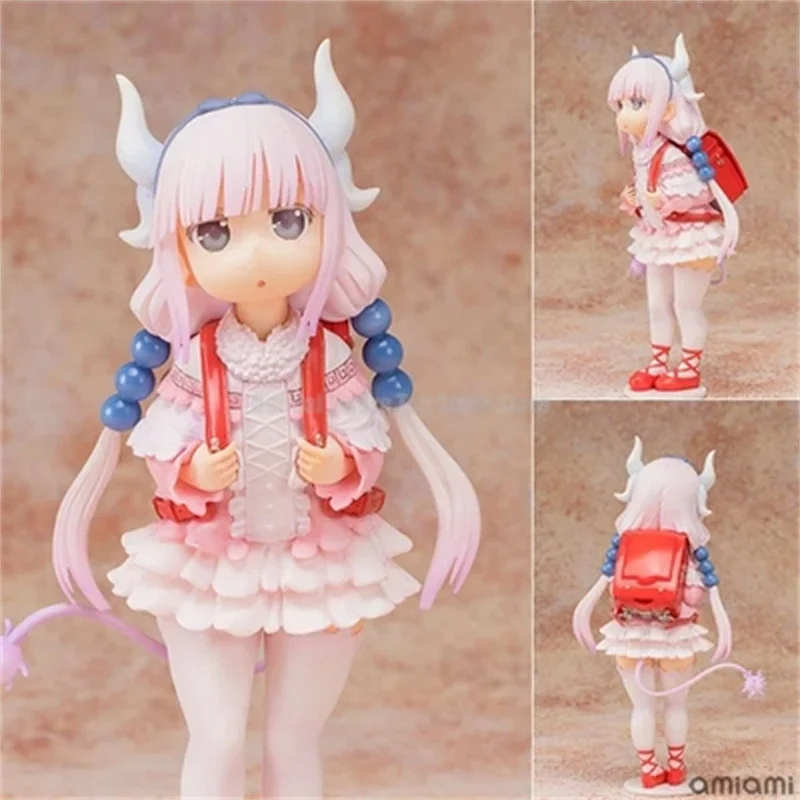 18cm Anime Miss Kobayashi'S Dragon Maid Kanna Kamui Action Figure Pvc Horned Loli Carry Schoolbag Double Tail Collection Model