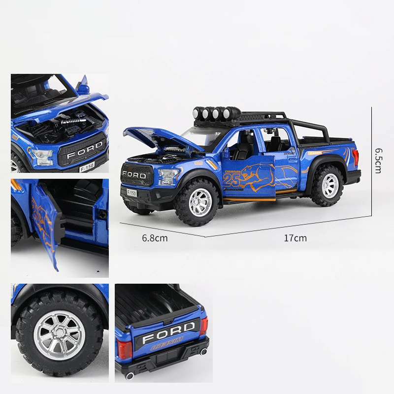 1:32 Ford F150 Raptor Legierung Automodell Sound und Licht Zurückziehen Kinderspielzeug Sammlerstücke Geburtstagsgeschenk