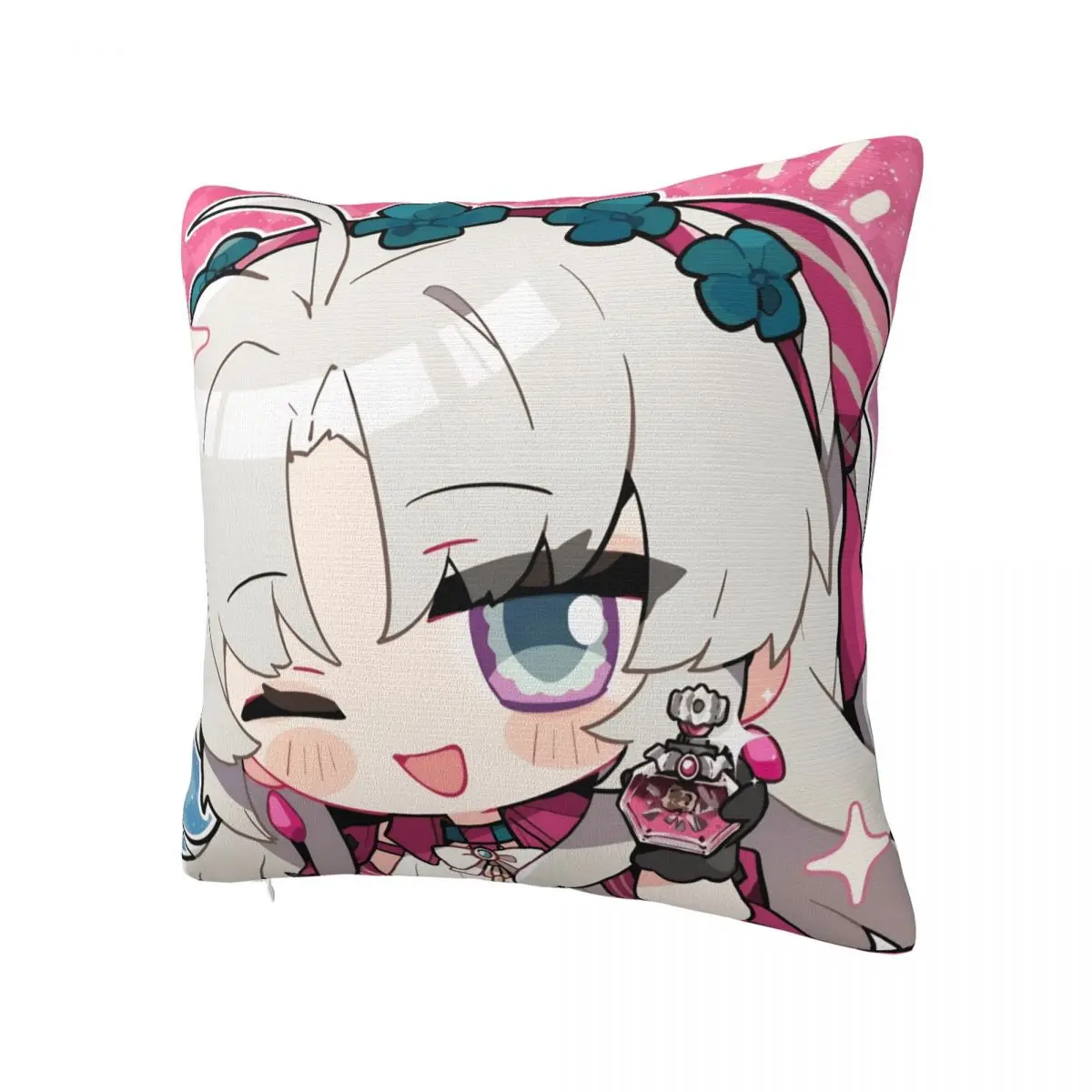 Cute Q Version Wuthering Waves Rinascita Phoebe Zani Pillow Cover Vintage Graphic Pillowcases For Sofa Home Decorative