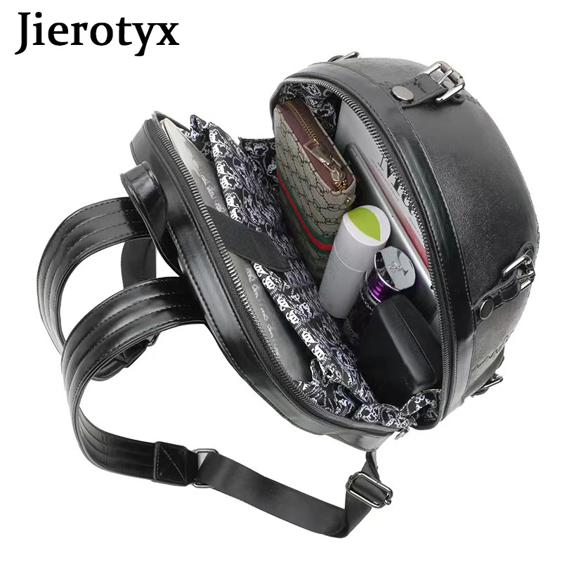 JIEROTYX 3D Skull Ghost Gothic Backpack for Women and Men Vintage Rivets Punk Travel Backpack Computer Bags Black