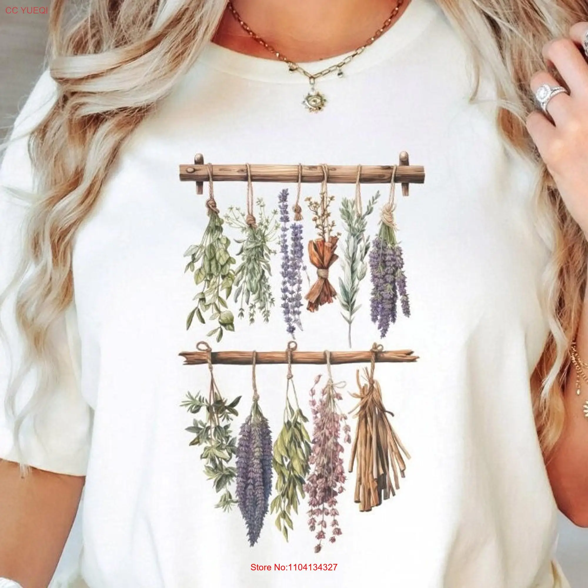 Herbology T Shirt Botanical Cottagecore Dark Academia Plant Lover Wizard Pottery Hanging Herbs Dry long or short sleeves