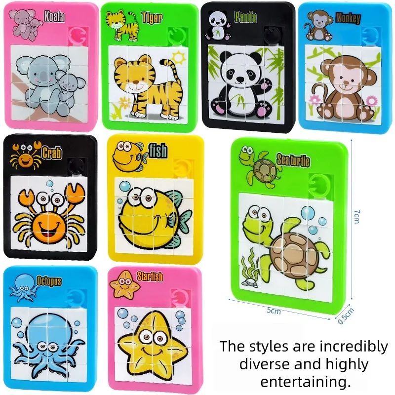 3/5/10/20pcs Set Color/shape Class Puzzle Clear Texture Color Animal Huarong Road Toy For Daily Relax And Party Use