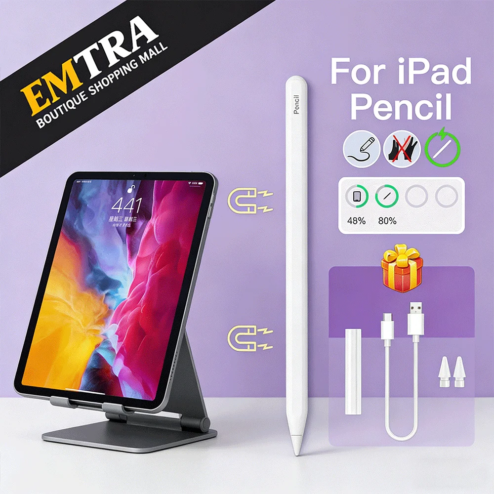 

Новинка для Apple Pencil 1 2, с чувствительностью наклона, магнитная зарядка, стилус с функцией ладони, для iPad Air/Pro/Mini, для IPad Pencil