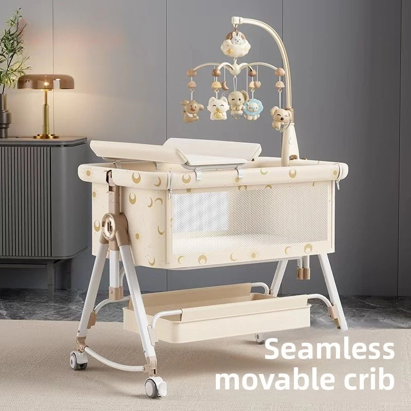 Crib removable portable cradle bed foldable multifunctional bb bed newborn splicing bed
