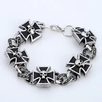 New Retro Celtic Cross Shape Skull Pattern Bracelet Men's Bracelet Fashion Metal Cross Chain Bracelet Accessories Party Jewelry