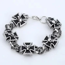New Retro Celtic Cross Shape Skull Pattern Bracelet Men's Bracelet Fashion Metal Cross Chain Bracelet Accessories Party Jewelry