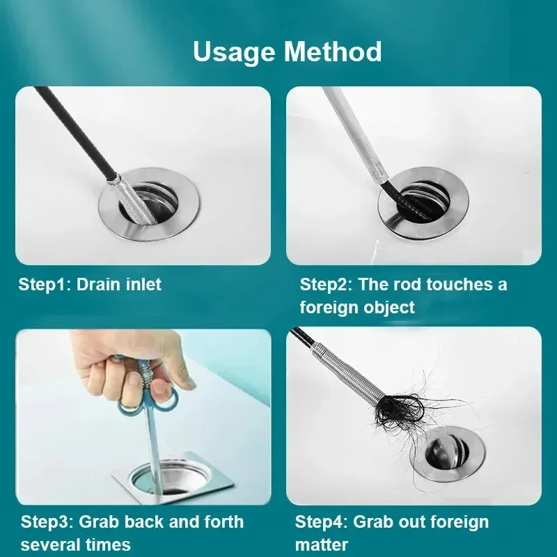 60/90/160cm Sewer Pipe Unblocker Snake Spring Pipe Dredging Tool Kitchen Bathroom Sewer Cleaning Tool Kitchen Accessories