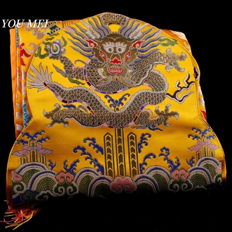 1Pcs Tibetan Style Embroidered Flags,1.4m Auspicious Dragon Pattern Home Decor Hanging Banner Buddhist Item Altar Prayer Flags