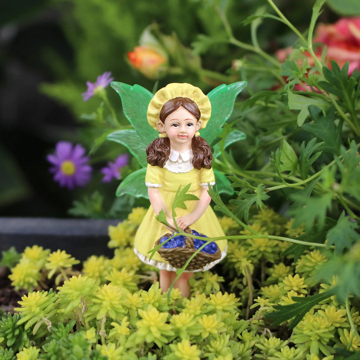 Adorable Fairy & Bird Statue- Handmade Resin, Outdoor Garden & Window Decor