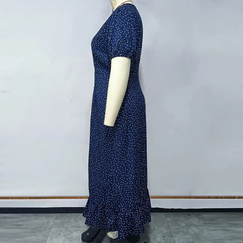 l38e-abito-lungo-da-donna-con-maniche-corte-a-sbuffo-scollo-a-v-stampa-a-pois-bottoni-taglie-forti