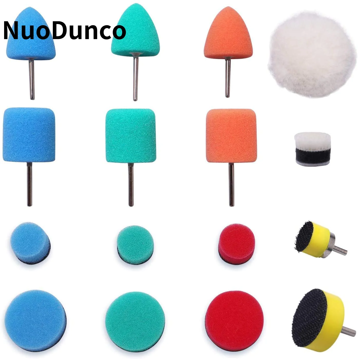 NuoDunco 16/22Pcs Polishing Pad Sponge Mini Detail Polishing Pad Car Buffing Waxing Sponge Kit for Rotary Tool Detail Polishing