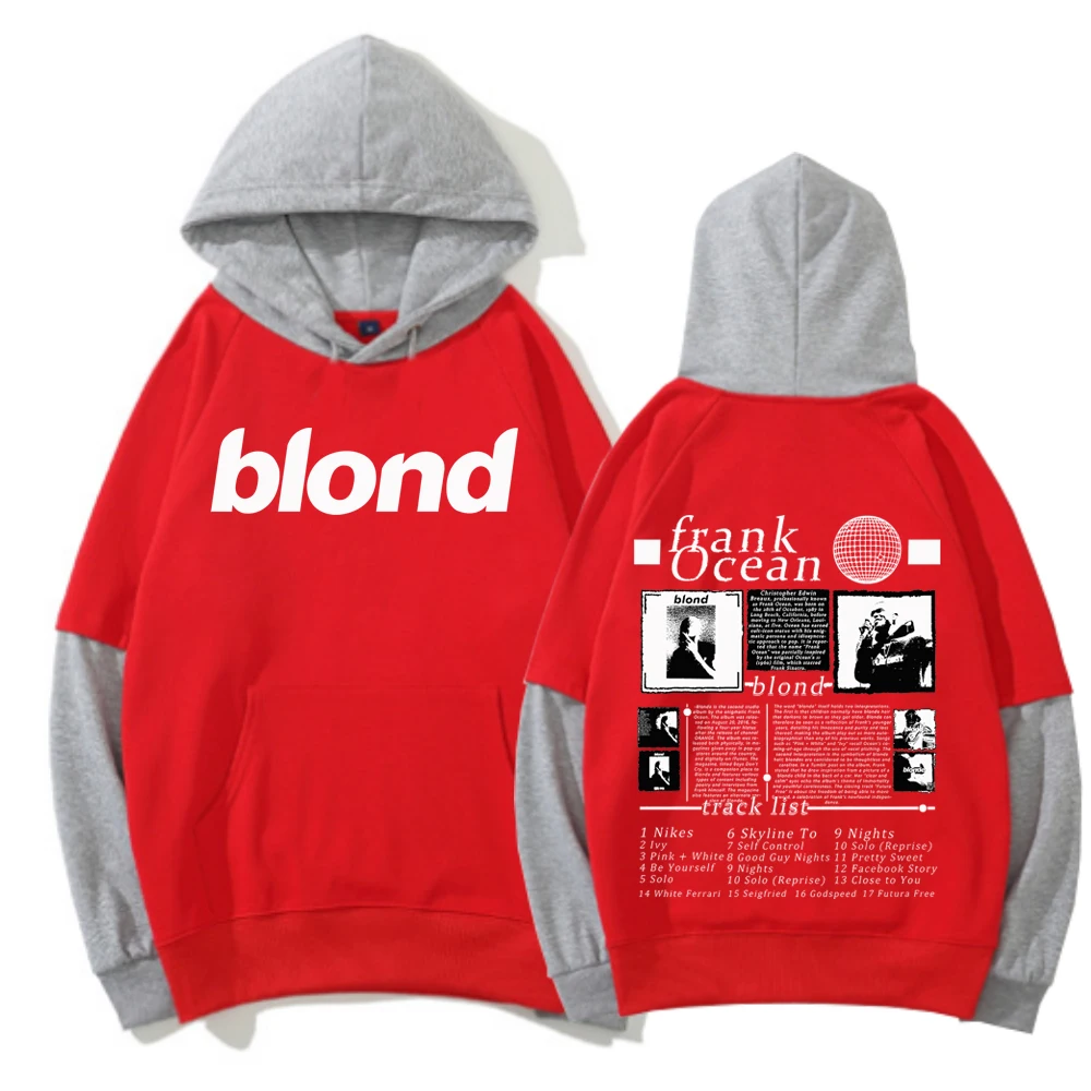 Frank Ocean Blond 2024 Hoodie Contrast Sleeve Colour Block Harajuku Hip Hop Pullover Tops Sweatshirt Fans Gift