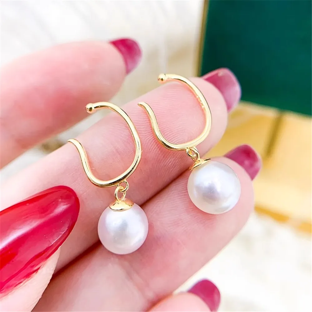 DIY Pearl Mini Accessories S925 Pure Silver Earbone Clip with Empty Support Gold Silver Earstuds Fit 7-11mm Round E218