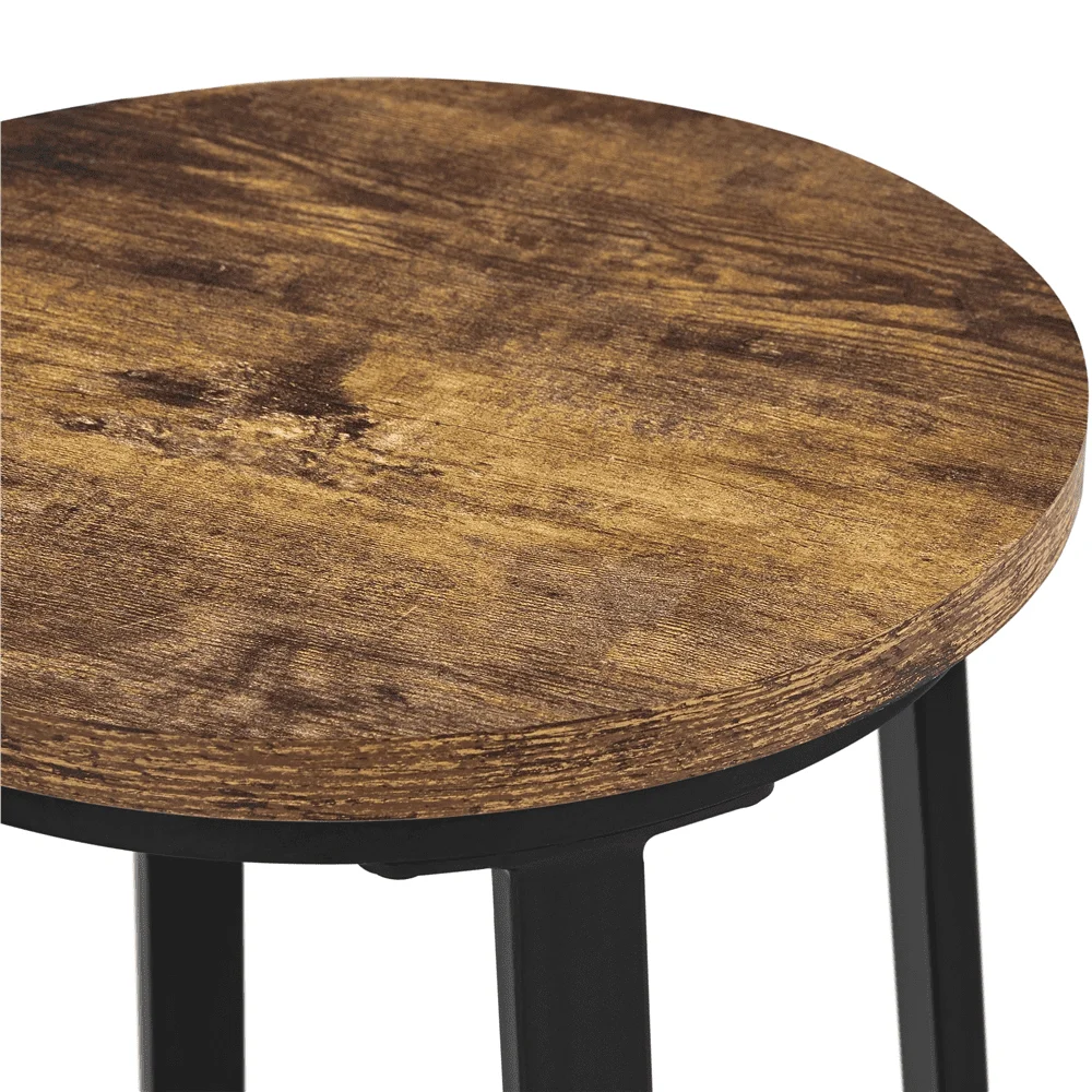 26" Pub Counter Stools Set of 2 Backless Rustic Brown Bar Chairs w/Metal Frame