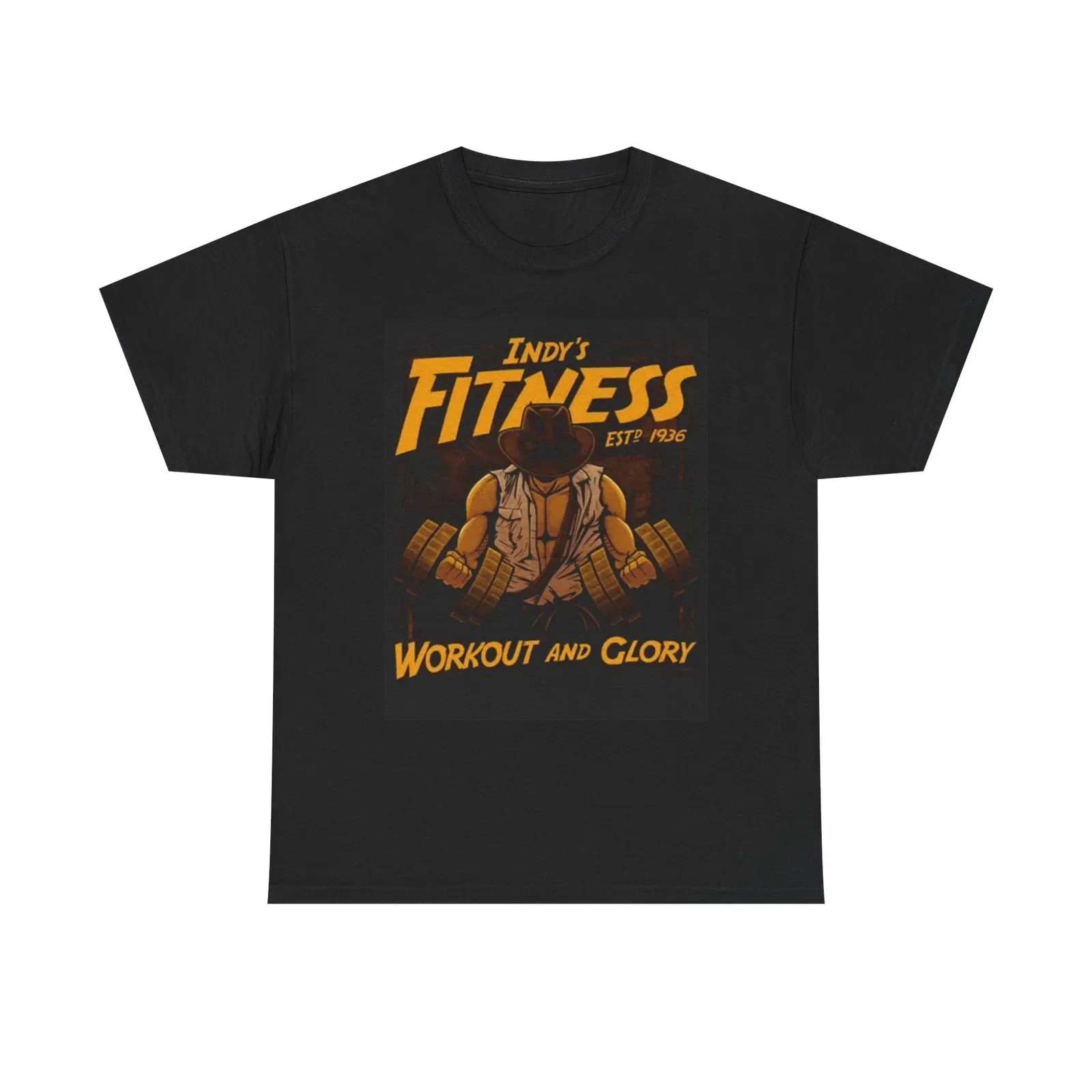 Indiana Jones Gym Camiseta Retro Película Gráfica Equipo Unisex Camiseta de algodón pesado