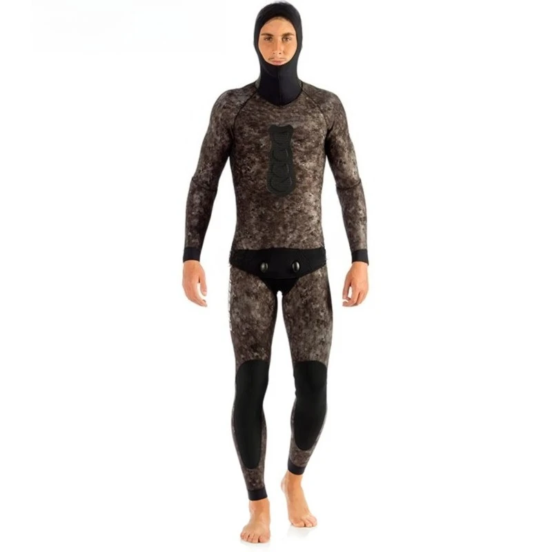 Men's Professional Deep-Diving Split Wetsuit with Camouflage Color 3.5mm/5mm/7mm Thickness