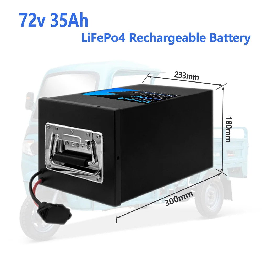 72V 35Ah Lifepo4 Rechargeable Battery Pack Built in BMS optional Bluetooth Perfect for Golf Cart Tricycle with 5A Charger