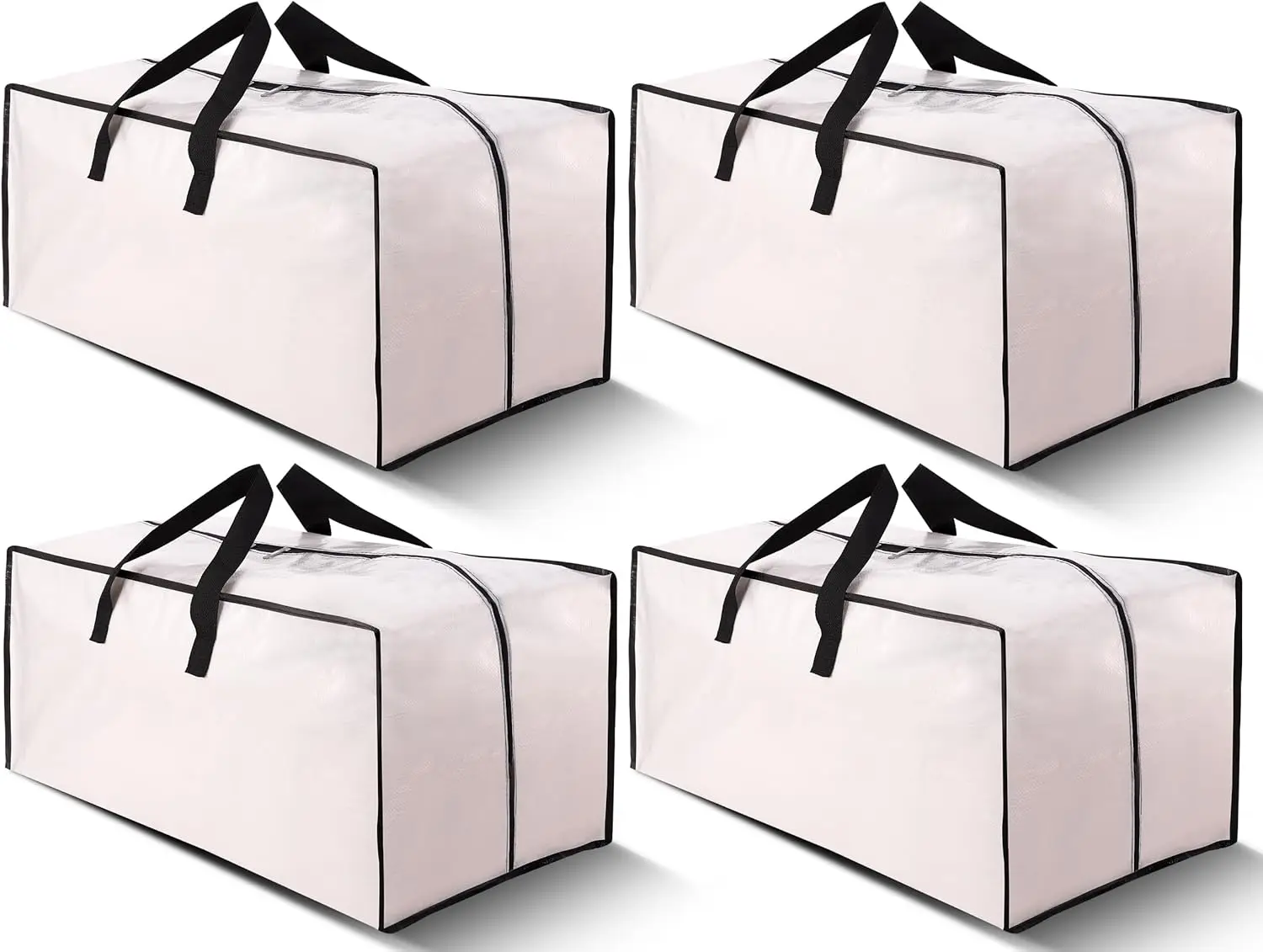 

Набор из 4 сверхпрочных больших сумок для переезда с лямками для переноски, прочными ручками и молниями, складывающиеся плоские сумки для хранения