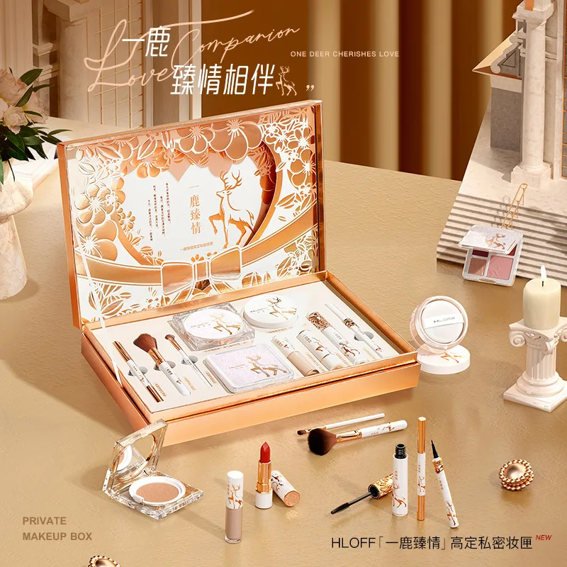 HLOFF One Deer True Love Make-up-Set Qixi Valentinstagsgeschenk für Freundin, Ehefrau, Schönheit, Geschenkbox, zehnteiliges Set
