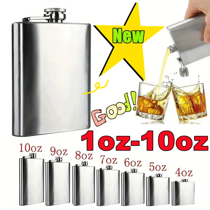 New 10-1oz Stainless Steel Hip Flask Wine Whisky Pot Bottle For Men Portable Drinker Alcohol Container Pocket Wine Bottle Gifts