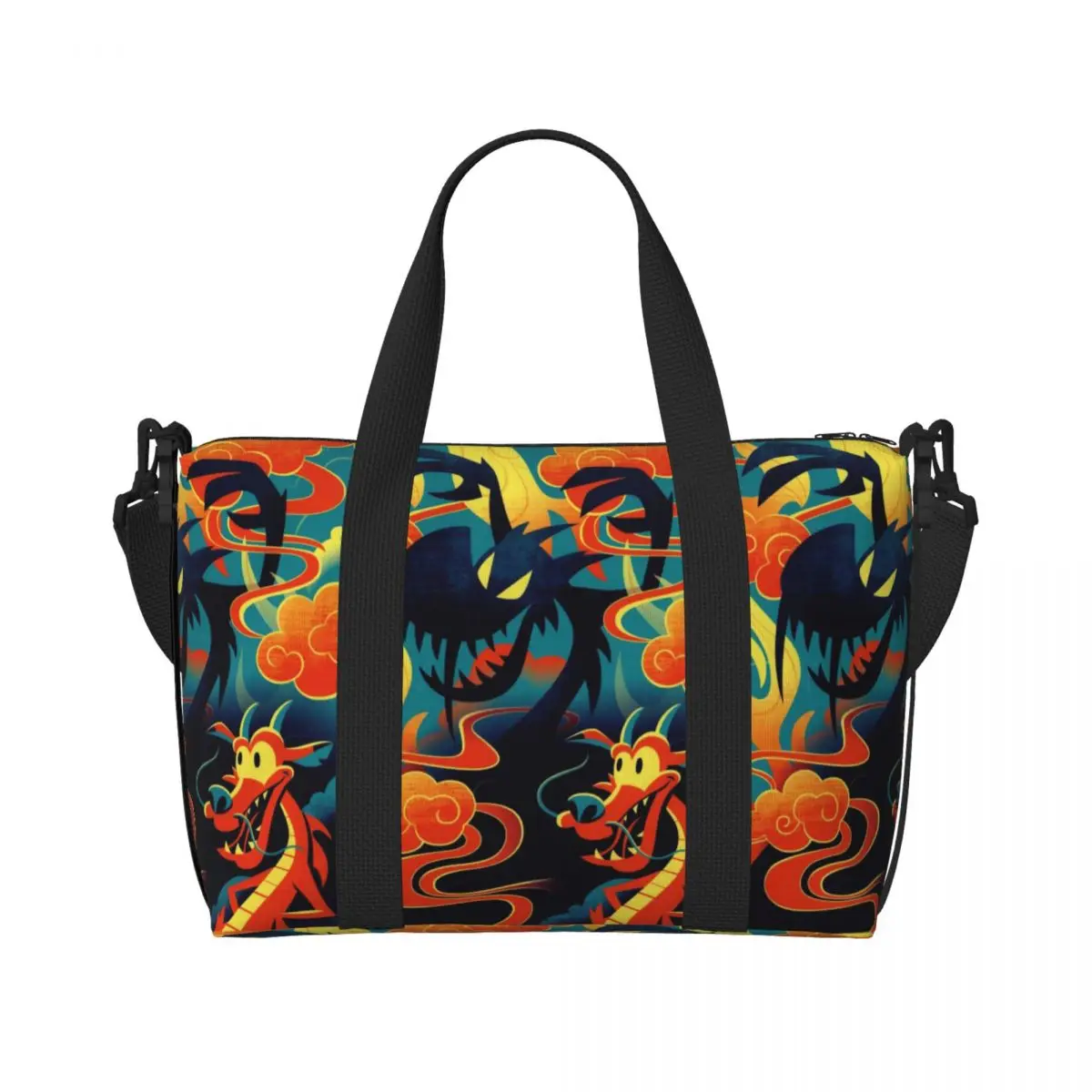 Custom Mulan Anime Dragon Cute Grocery Shopping Tote Bags Women Large Capacity Beach Gym Travel Bags