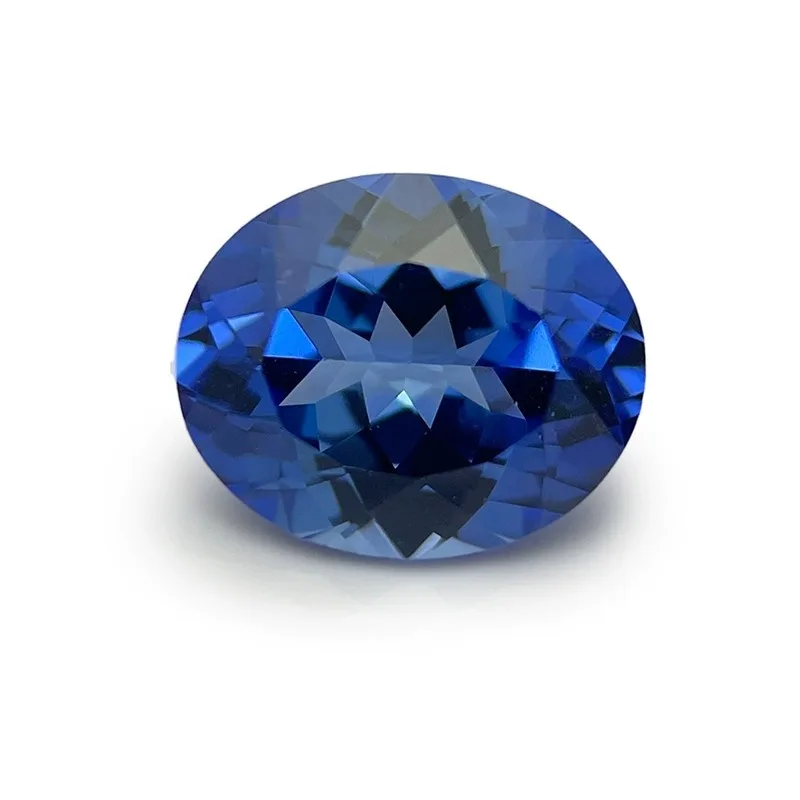 1Piece Lab-Created Pulled Czochralski Cornflower Blue Sapphire Loose Gemstones Oval Faceted Cut  For Jewelry Makingl